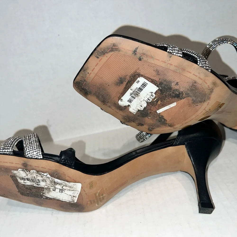 Vince Camuto Arklin Black and Silver Strappy Heels - Picture 13 of 16
